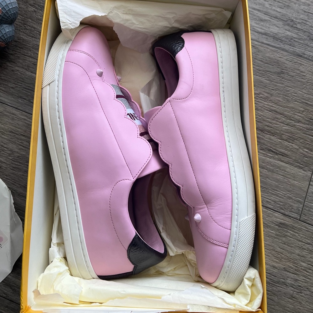 Fendi Women's Pink and Gray Sneakers - Picture 5 of 6